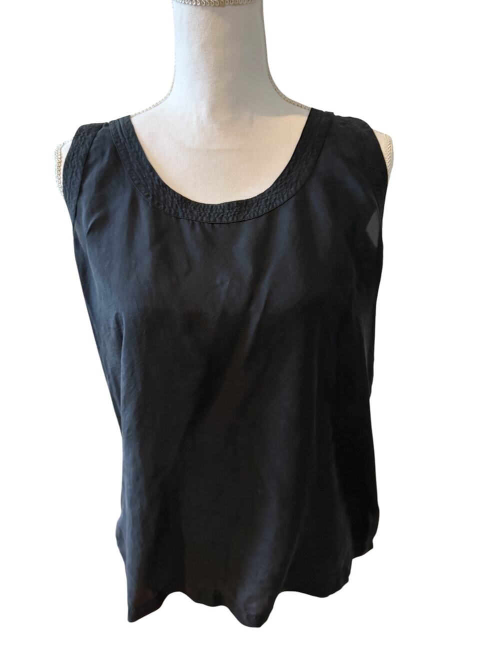 Vintage Robert Stock Silk Sleeveless Top Black Neck M